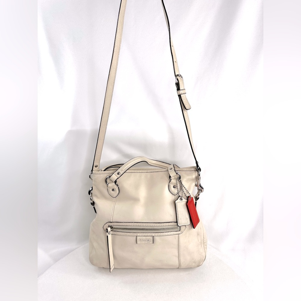 Coach Daisy Mia F23901 Cream Leather Medium Satchel Shoulder Bag Purse 2 Charms